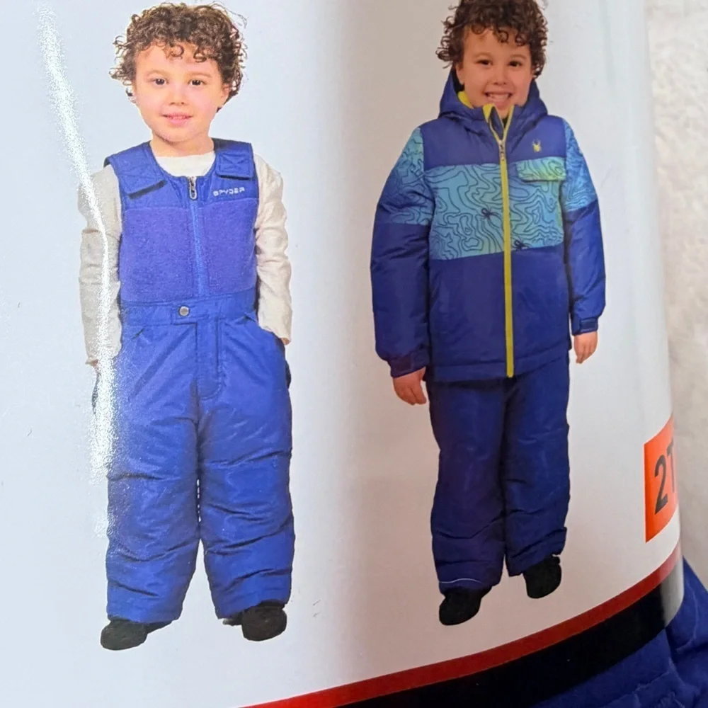 Spyder Kids 2 Piece Snowsuit Jacket Bib Pants Blue Size 2T NWT